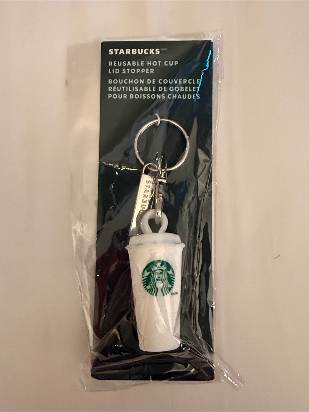 Starbucks White Keychain Cup with Green Logo